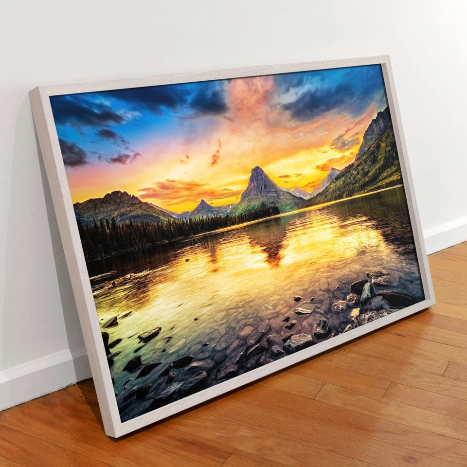 Arte de parede em tela do Parque Nacional das Montanhas Rochosas, impressão de pôster Sunset Mountain. - Imagem 3 de 4