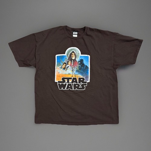 Vintage Star Wars A New Hope Graphic T-SHIRT Brown Men’s 2X XXL Heavy Cotton - Picture 1 of 3