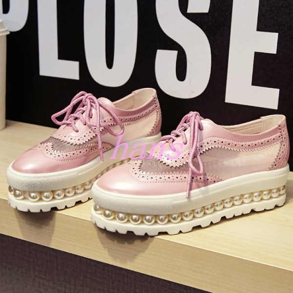 femmes Casual Mid Wedge Heel Lace Up Pearl Mesh Mesh Mesh baskets chaussures Round Toe Platform f67e54 femmes Casual Mid Wedge Heel Lace Up Pearl Mesh Mesh Mesh baskets chaussures Round Toe Platform f67e54