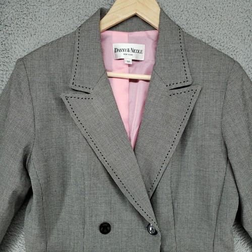Danny and Nicole Womens 10P Work Career Cropped Blazer Gray Pink Lining Jacket - Picture 3 of 21
