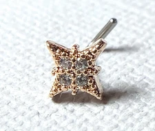 1pc CZ Paved Star L-Bend 20g Nose Ring Stud Screw 316L Surgical Steel