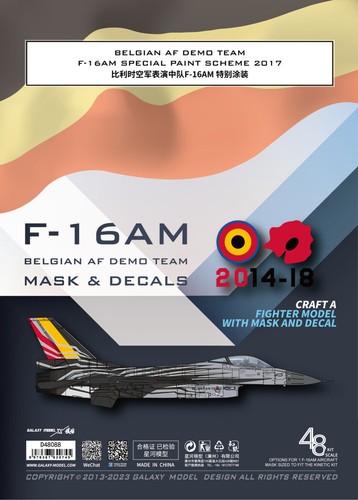 1/48 F-16AM Belgian AF Demo Team Mask & Decal for Kinetic K48100/Tamiya 61106 - Picture 7 of 24