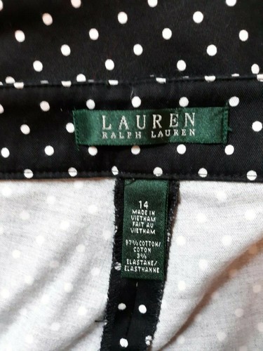 RALPH LAUREN 14 Navy Pants trousers White Polka Dots 97% Cotton & 3% Elastane - Picture 5 of 7