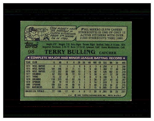 1982 TOPPS BASEBALL #1 - 269 YOU PICK SEE SCANS OF EVERY CARD STARS *NEW LISTING - Picture 145 of 403