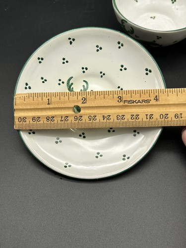 Vintage Italy SA Cup and Saucer Handpainted Pottery Green Stag Deer Artisan Set - Picture 9 of 9