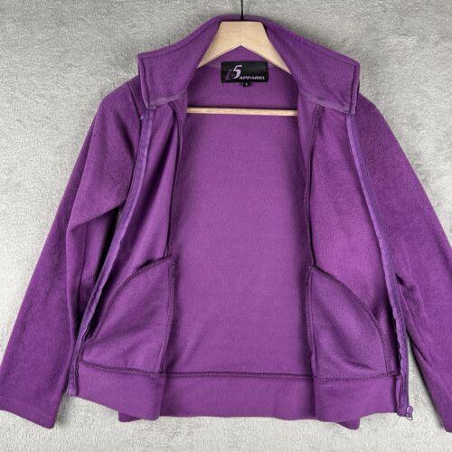 i-5 Apparel Jacket Sweater Womens Small Purple Fleece Full Zip Pockets - Picture 3 of 10