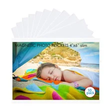 10 Pack 4x6 Inch Magnetic Photo Sleeves Picture Frames for Refrigerator