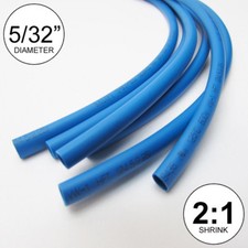 5/32" ID Blue Heat Shrink Tube 2:1 ratio wrap 6x9"  4 ft inch/feet/to 4mm
