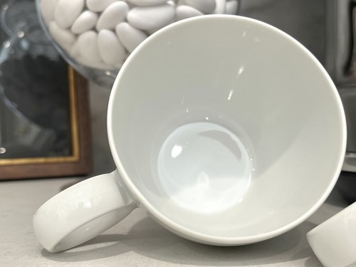 4 Thomas Rosenthal VARIO Coffee Bistro Cups White Porcelain Ring Handle -Germany - Picture 7 of 15