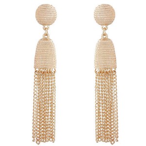 Women-Elegant-Metal-Chain-Long-Tassel-Earrings-Gold-Alloy-Ear-Stud-Jewelry-Gift
