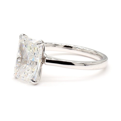 3.01 Cts Radiant Cut Lab Grown CVD Diamond Halo Engagement Ring 14k White Gold - Picture 9 of 18