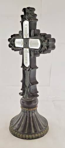 2 Free Standing Resin Crosses Crucifix Heavy Ornate Statue Mirror Christ - Picture 21 of 24