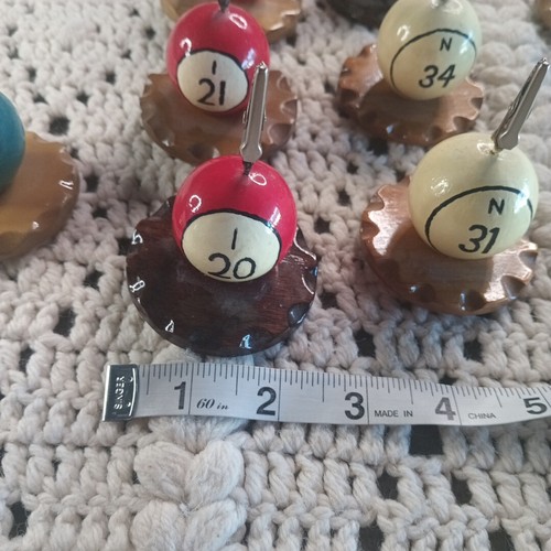 Bingo Admission Ticket Receipt Holder Handmade Wood Ball Signed Good Luck Win - Picture 9 of 11