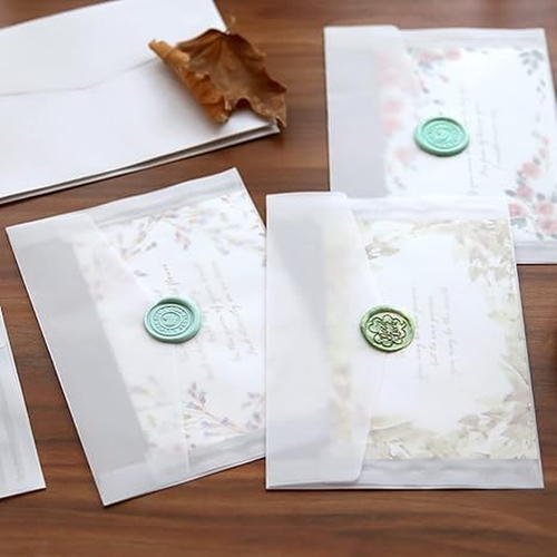 Glassine Envelopes White Paper Envelopes Vellum Square Clear Envelope, 100Pcs... - Picture 5 of 12