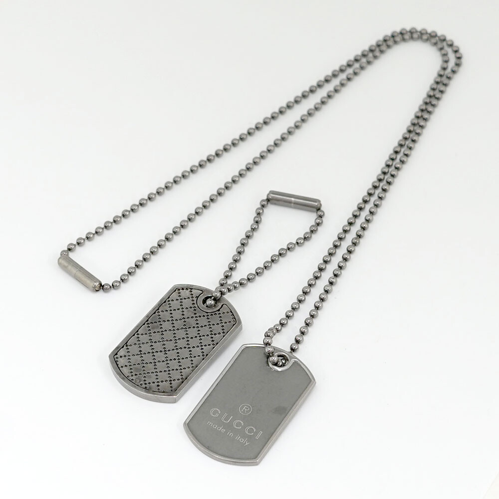 Gucci Plate necklace double chain silver 925 GUCCI silver | eBay