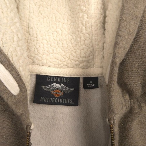 Harley Davidson Hoodie Womens S Brown Sherpa Zip Up Free Spirit Patch - Picture 4 of 14