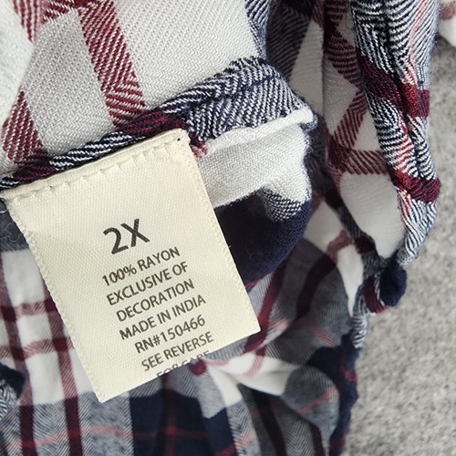 Market Spruce Shirt Womens 2X Button Up Long Sleeve Blue White Plaid - Picture 5 of 7