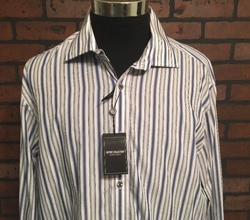 Report Collection Dress Shirt Striped Dress Shirt Men's Size XXL NWT - Picture 1 of 7