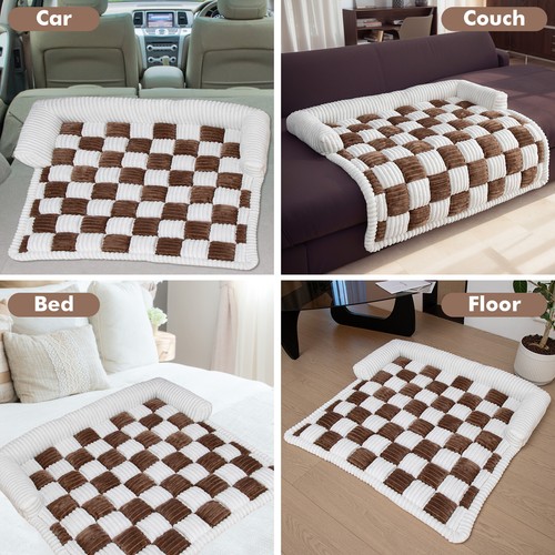 Calming Dog Couch Bed Cozy Soft Plaid Washable Pet Mat Furniture Protector - Picture 8 of 44