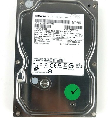 (未使用･未開封品)　Hitachi Deskstar 7K1000.C Disque Dur Interne 1 To 35&quot; SATA og8985z Amazon.com: Hitachi Deskstar 7K1000.C 500GB SATA/300 7200RPM