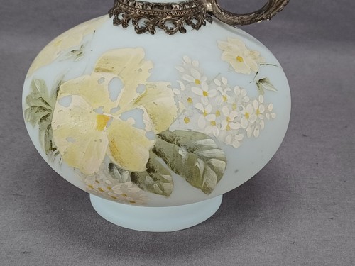 CF Monroe Wave Crest Hand Enameled Floral & Brass Mounted Ewer C. 1892-1916 - Picture 6 of 10