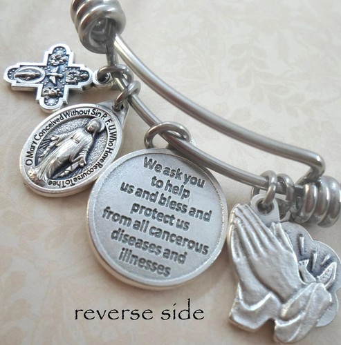 Saint Peregrine Bangle, Patron Saint of AIDS & Cancer Sufferers, Healing Prayer - Picture 2 of 5