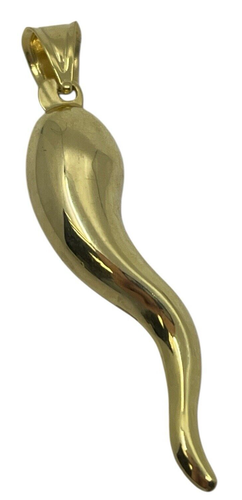 14k Gelbgold großer italienischer Horn Chilischote Anhänger 1,75" Zoll lang - Bild 2 von 4