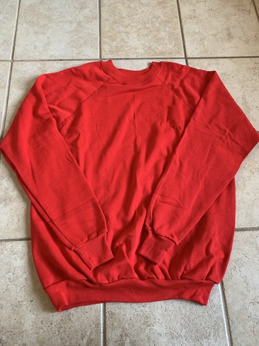 VINTAGE Hanes Pannill Crewneck Blank Sweatshirt Herren XXL Rot Made In USA, Neu! - Bild 1 von 9