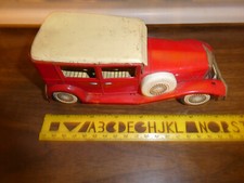 VINTAGE JAPAN TIN LITHO FRICTION TOY N-1929 TOURING CAR 7 1/4" LONG