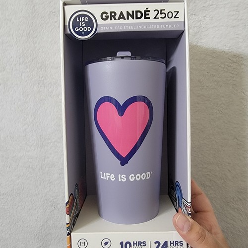 Life is Good HEART Grande 25oz Insulated Stainless Steel Tumbler Cup Lilac Haze - Picture 2 of 5