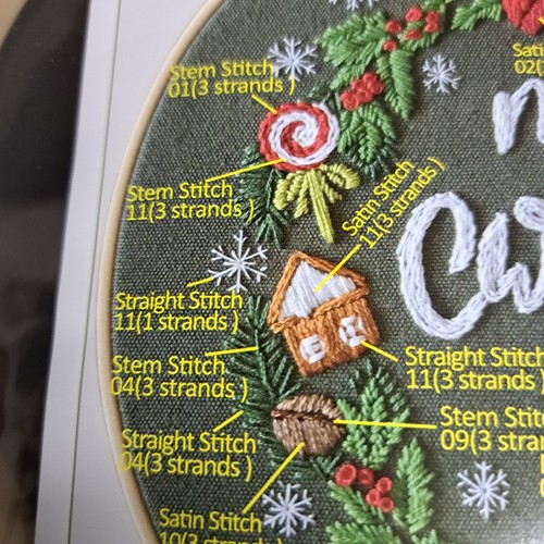 Brand New Christmas Complete Beginner Embroidery Kit In Hoop - Picture 2 of 4