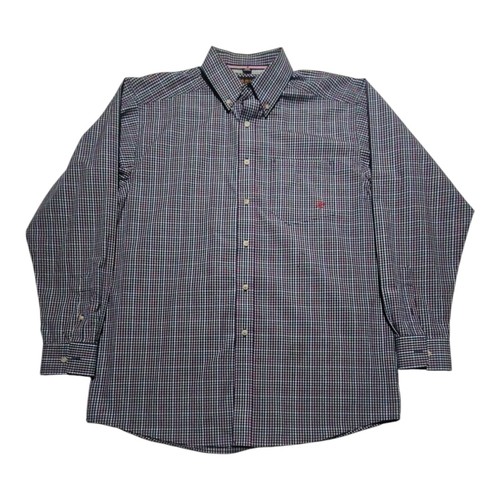 Ariat Pro Series Shirt Mens L Multicolor Plaid Long Sleeve Cowboy Rodeo Vented - Picture 2 of 4