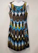 Banana Republic Sheath Dress 6 Retro Colors Beads Stone Neckline Beach Coastal