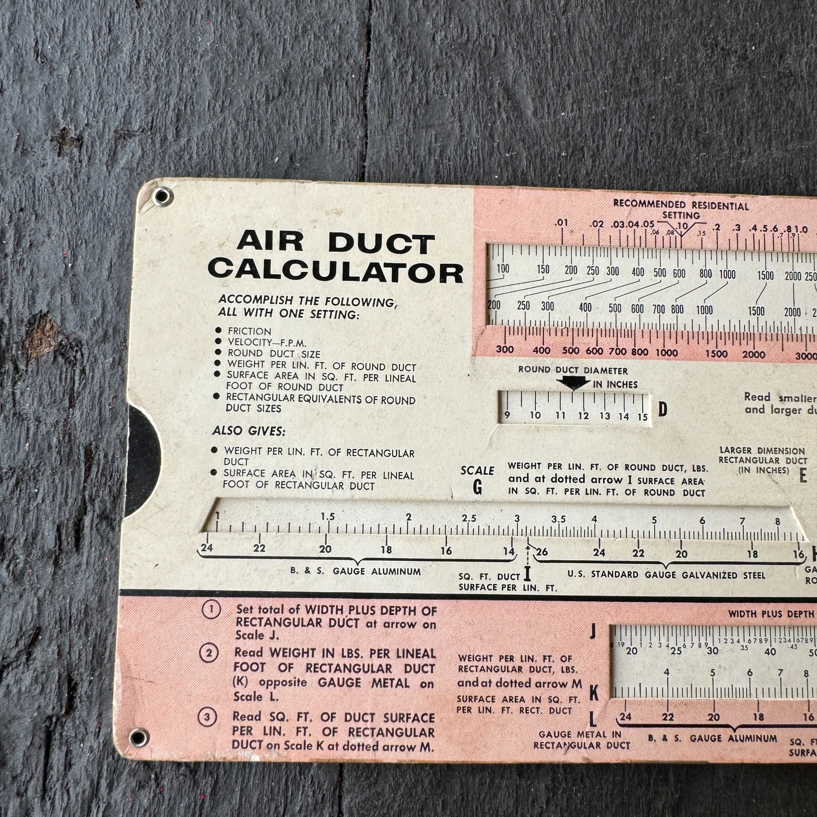 Vintage LIMA Air Duct Calculator Slide Rule 1974 Robert W Waddington eBay