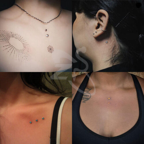 1 STCK. Edelstahl Hautanker CZ Top Skin Diver Bases Micro Dermal Piercing - Bild 5 von 13