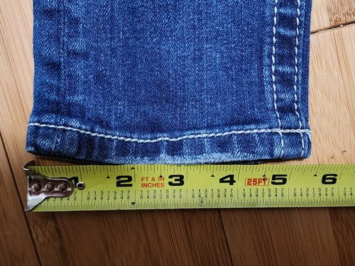 Miss Me Jeans Girls Sz 10 Blue Denim Skinny Straight Faded Rhinestones Youth Low - Picture 6 of 9