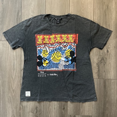 ZARA X Disney X Keith Haring Mickey Mouse Mens L T Shirt Gray Multicolor 
