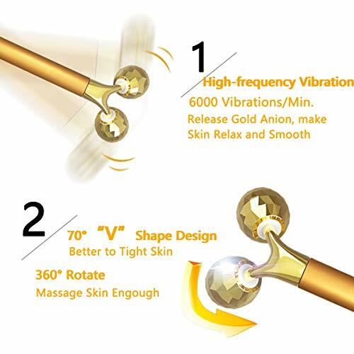 2 IN 1 Face Massager 24k Golden Pulse Facial Face Massager3D Roller Electric So - Picture 5 of 9