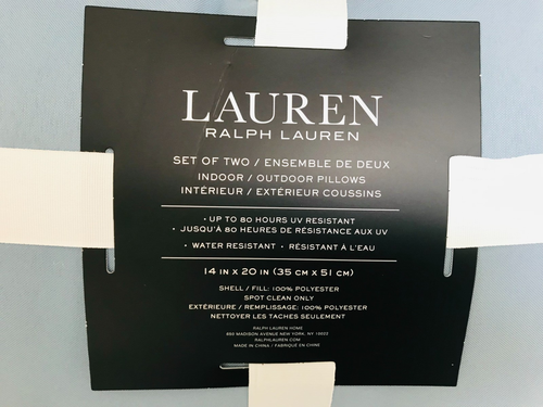 NEU RALPH LAUREN LOGO BLAU INDOOR OUTDOOR 2ER PACK KISSEN - Bild 3 von 6
