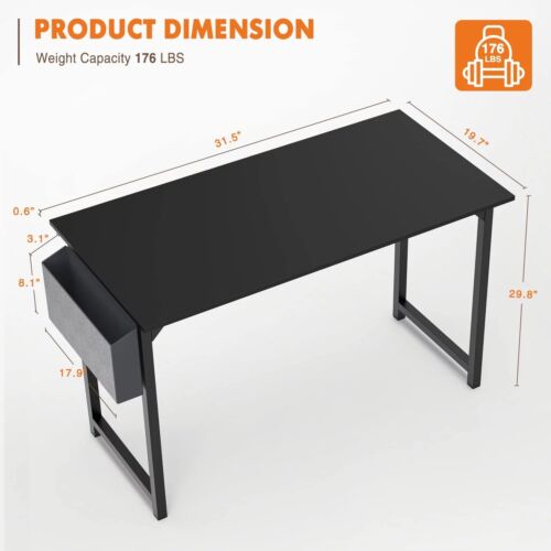 New Modern Simple Style 31 Inch Study Work Table with Storage Bag Iron Hook - Picture 3 of 7