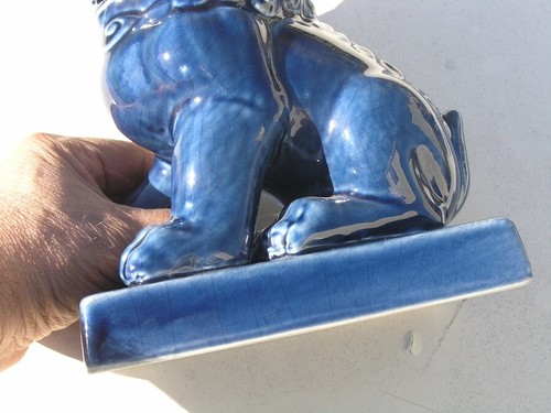 Par de Cerámica China Vintage Esmaltada Azul Foo Perros Leones Foodogs Foolions 7+" - Imagen 10 de 10