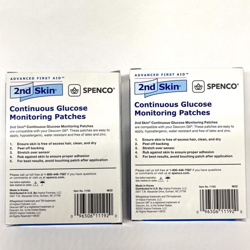 Lot Of 2 Packages 2nd Skin Continuous Glucose Monitoring Patch Dexcom G6 NEW - Picture 2 of 2