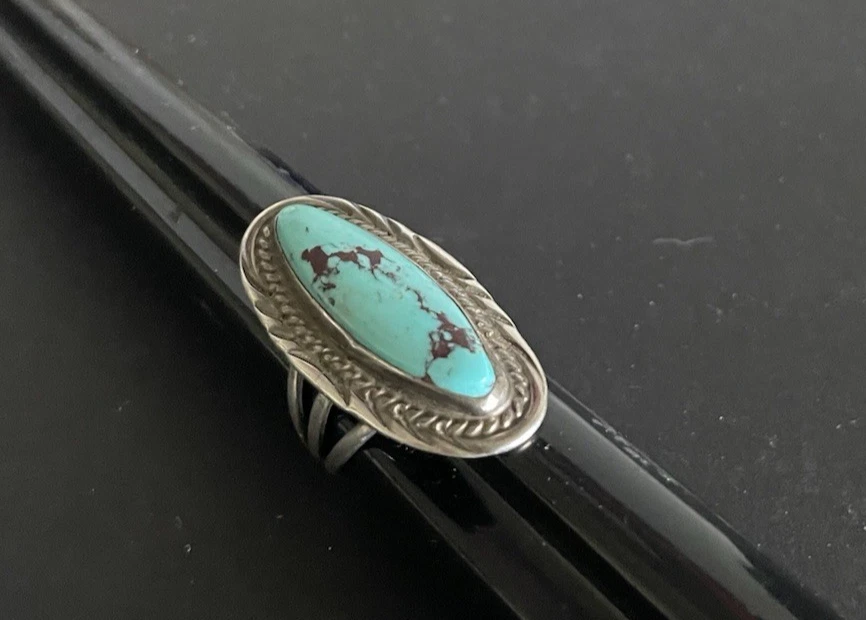 Vintage Navajo Turquoise Sterling Ring Size 5 3 4