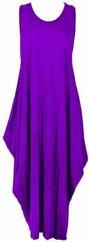 Womens Lagenlook Italian Parachute Maxi Dress Ladies Plain Sleeveless Tulip Top - Picture 9 of 12