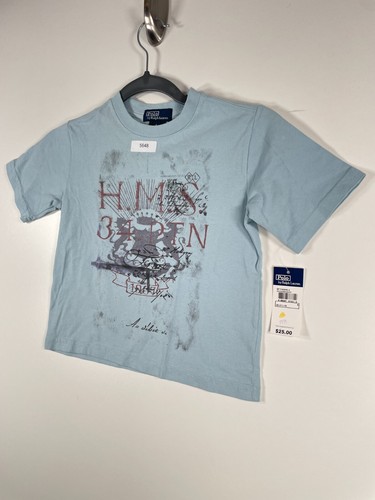 BNWT Vtg Polo Ralph Lauren Kids Boys Graphic Distressed T Shirt Blue Size 4 - Picture 2 of 9