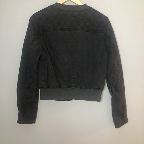 Anthropologie Hei Hei Quilted Bomber Itinerary Linen Blend Jacket Black Medium - Picture 6 of 11