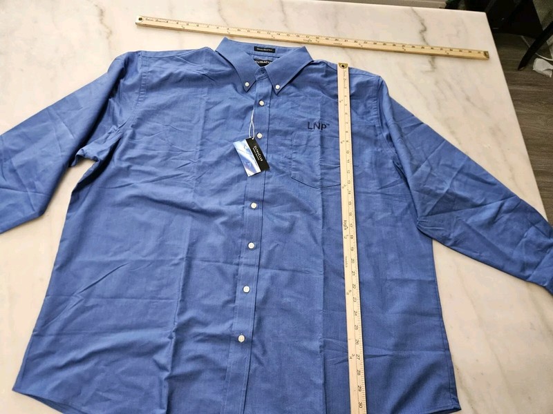 Ultra Club Button Up Men’s Shirt-Adult Blue Wrinkle Resistant, 3XL 
