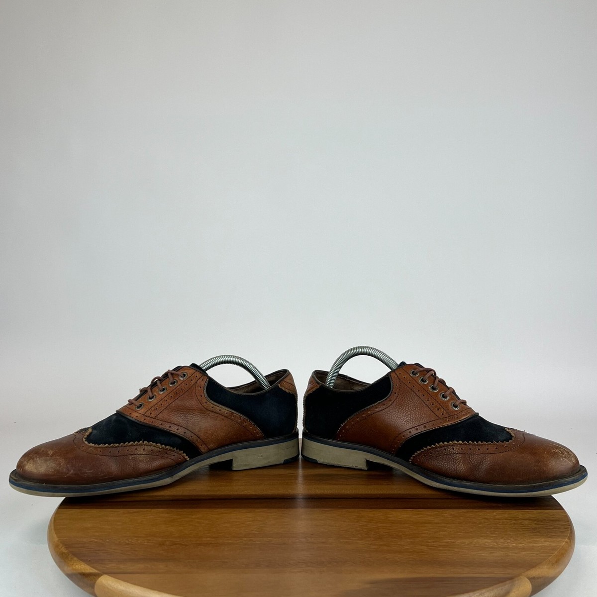Johnston Murphy Wingtip Shoes Tan Brown Brogue Derby 11.5 Mens 1862 India Preppy Mens Johnston & Murphy Wingtip Brogue Brown Blue Dress Derby  main image 3