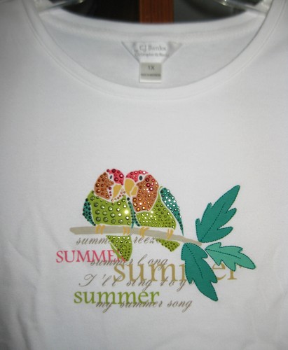 Christopher & Banks 1X Short Sleeve Summer Parrot Trim T-Shirt - Picture 2 of 2