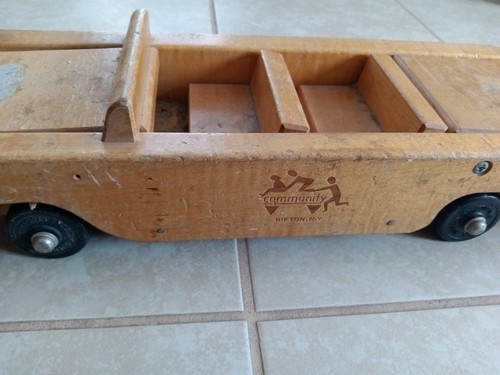 Vintage Community Playthings Wooden Toy Convertible Car 17" Long - Picture 6 of 7